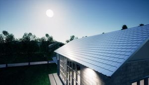 Construção residencial com telha solar