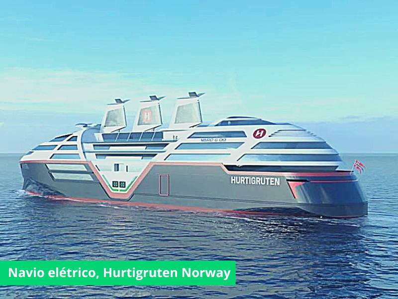 Navio elétrico " Sea Zero" Hurtigruten Norway.
