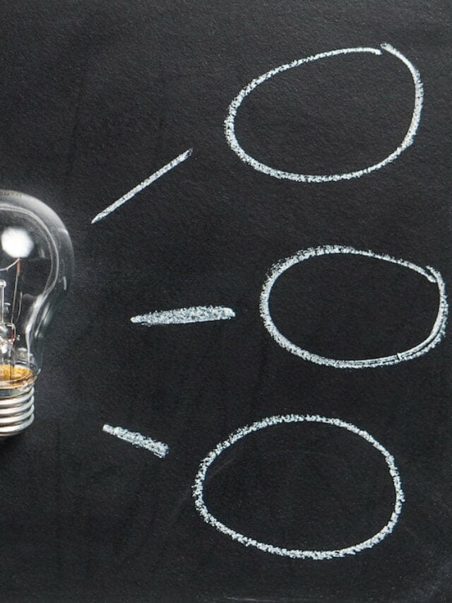 lampada em quadro negro com ideias